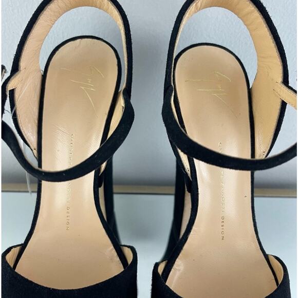 Giuseppe Zanotti Black Suede Studded Platform Sandals - Picture 2 of 11